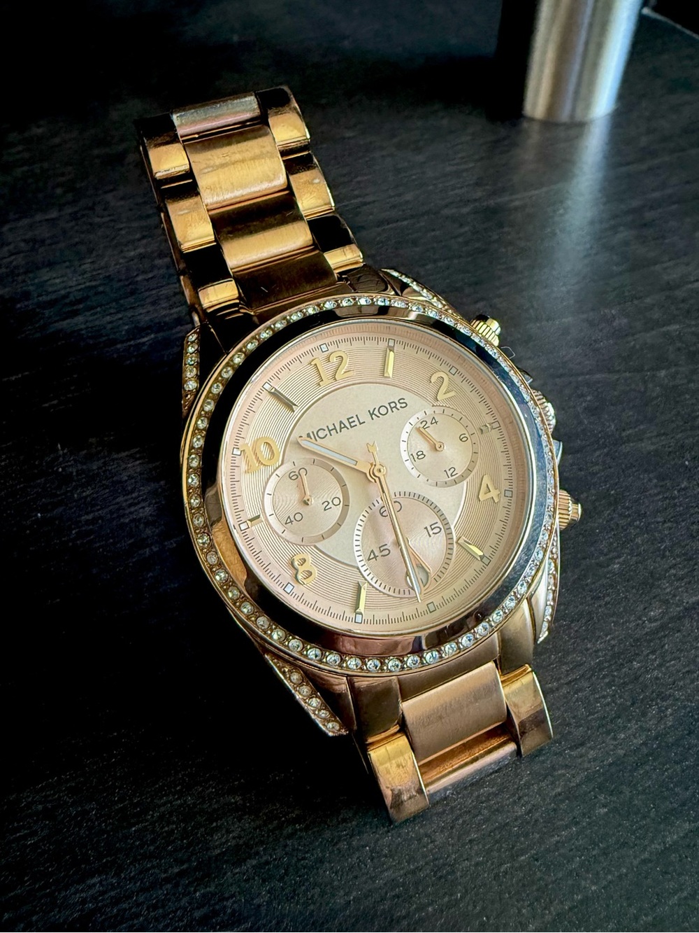 Michael Kors Rose Gold Crystal Bezel Watch
